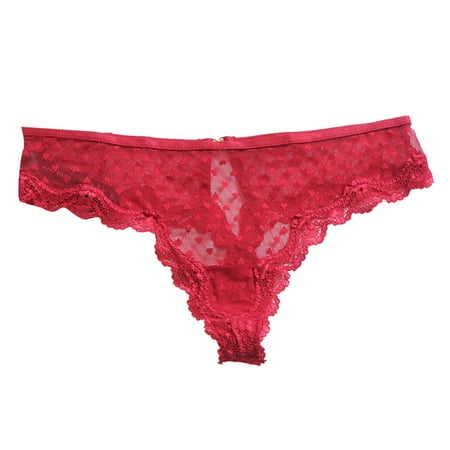 BYHONG Sexy Lace Edge Pure Desire Seamless Crotch Underwear T Pants Womens Panties Red M
