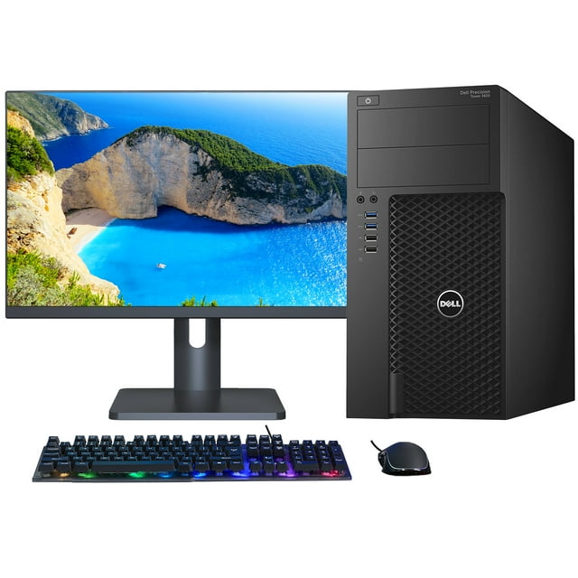 DELL Workstation PC Desktop Tower Computer Intel Core i7 upto 4.00 GHz Processor 8GB DDR4 RAM 512GB SSD with New 24inch FHD Monitor, Windows 10 Pro, WiFi, Gaming Keyboard & Mouse, HDMI (refurbished)