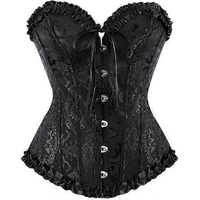 Women's Overbust Sweetheart Lace Up Plastic Bones Corset Bustier Top