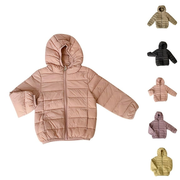 Girls Winter Clothes Girls' Outerwear Jackets & Coats Little Boys Girls Kids Down Coat Lightweight Jacket Hooded Zipper Fashion Winter Windproof Outwear