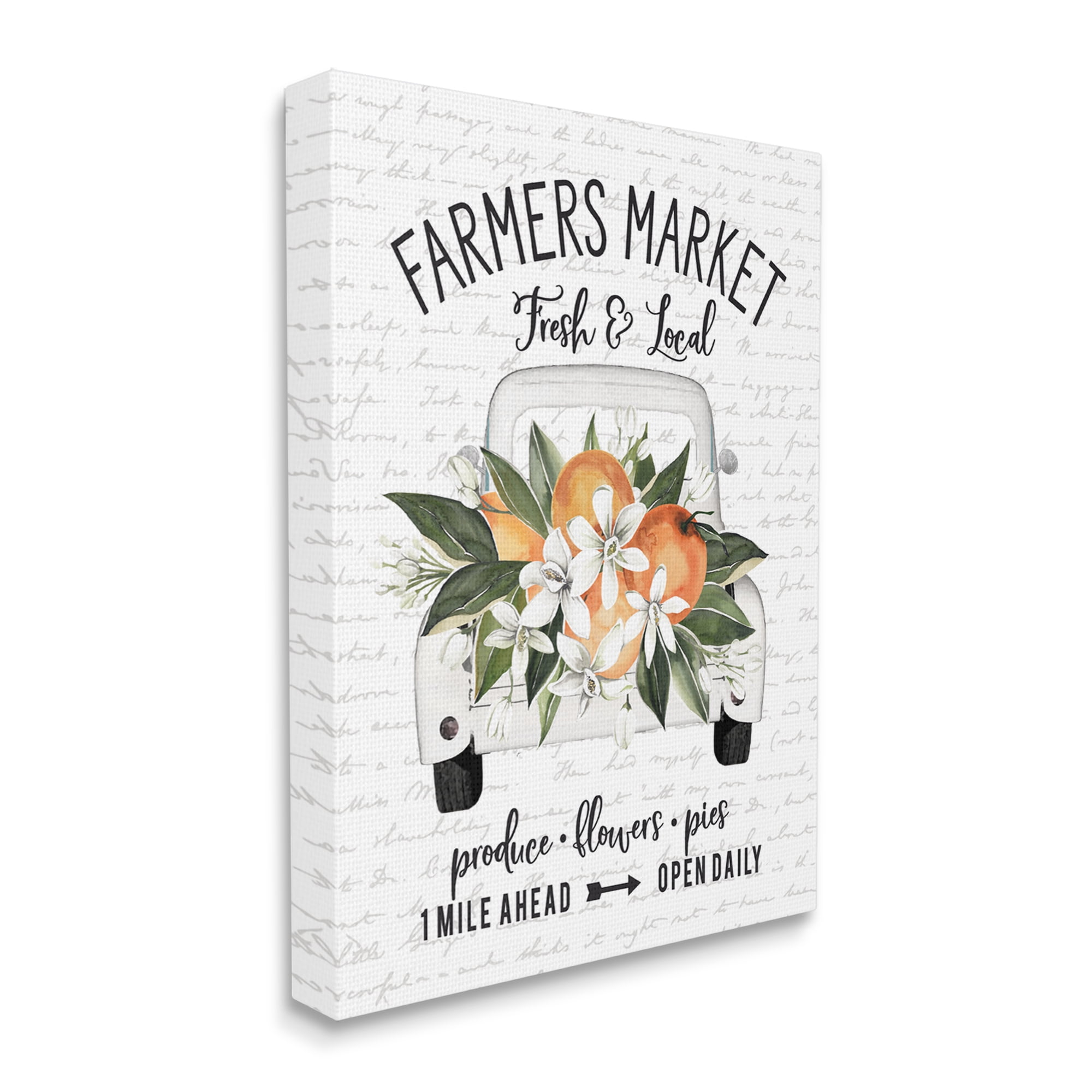 Stupell Industries Farmers Market Orange Blossom Truckload Rustic Sign Graphic Art Gallery Wrapped Canvas Print Wall Art, Design by Lettered and Lined