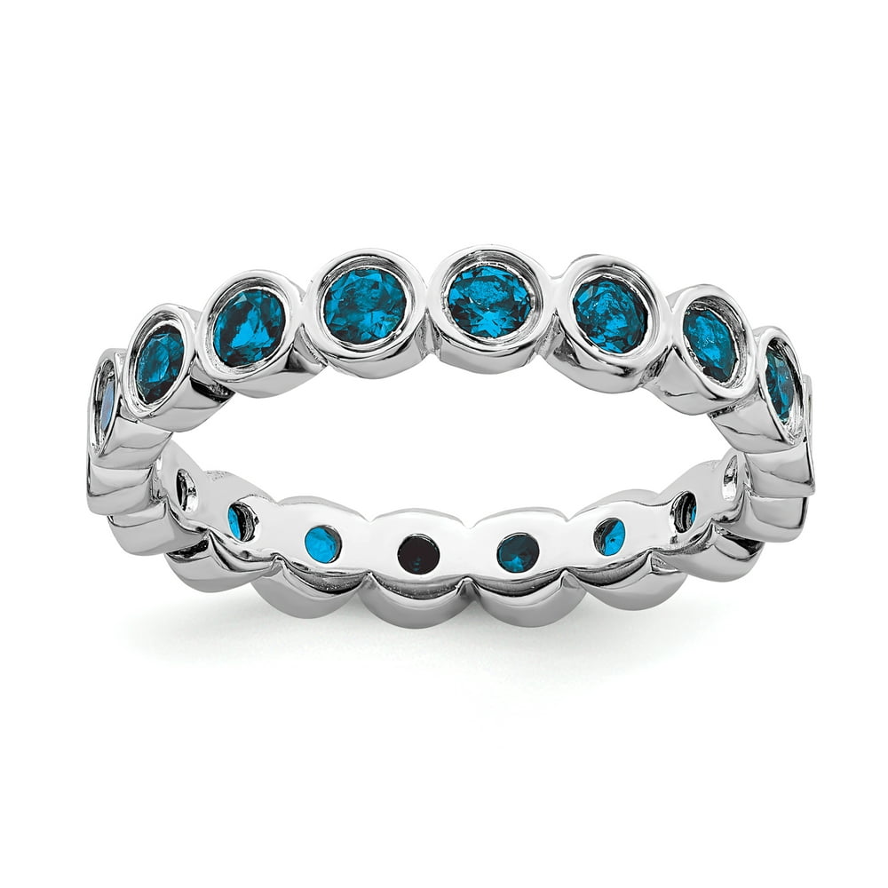 IceCarats - 925 Sterling Silver Blue Topaz Band Ring Size 5.00 Stone ...
