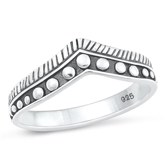 Promise Bali Chevron Ring .925 Oxidized Sterling Silver Band Jewelry Female Male Unisex Size 4