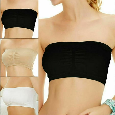 

Canis Womens Seamless Strapless Non-Padded Plain Top Tube Bandeau Bra