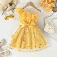 thumbnail image 3 of GYRATEDREAM Infant Baby Girls Spaghetti Strap Tulle Dress Summer One Shoulder Sleeveless Princess Birthday Party Dress Toddler Cute Mesh Puffy Dress Yellow for 6M-3T, 3 of 3