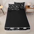 thumbnail image 4 of Manfei Cool Rocket Planet Zipper Twin Comforter Sets with Fitted Sheet and 2 Pillowcases,Cartoon Moon Stars Zipper Bedding Set,White Black,Black Reversible,4pcs, 4 of 8
