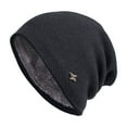 thumbnail image 4 of Xfvqtps Mens Beanie Hat Knit Fleece Lined Solid Color Simplicity Thickened Stretch Windproof Coldproof Warm Soft Outdoor Winter Skull Cap Gray, 4 of 5