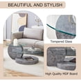 thumbnail image 3 of StnTalk 42" Round Coffee Table, 3-Tier Glass Coffee Table with Imitation Stone Pattern MDF Base, Modern Storage Center Table for Living Room, Small Space, Apartment, 3 of 7