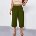thumbnail image 5 of Maean Womens Plus Size Pants Elastic High Waist Wide Leg Baggy Solid Color Lounge Capri Pant L-5XL, 5 of 7
