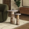 thumbnail image 4 of Safavieh Couture Valentia Modern Marble and Manufactured Wood Round End Table, Beige, 4 of 10
