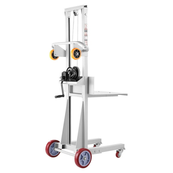 KFFKFF Manual Material Lift Stacker, 400 lbs Load Capacity, 51.1 in Maximum Lift Height, Versatile Hand-Operated Pallet Truck with Wheels and Adjustable Platform