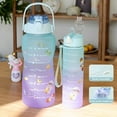 thumbnail image 4 of 2 Pack Water Bottles Set Gradient Water Bottle with 2L Large Capacity Bottle and 900ML with Straw Handle and Strap, 4 of 8