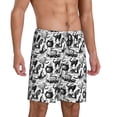 thumbnail image 2 of Balery Black White Halloween Pantalones cortos de pijama de punto de algodón para hombre con cinturilla y bolsillos-Medium, 2 of 6