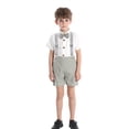 thumbnail image 3 of JTieacloth Boys Sweatsuit Sets Toddler Boys Short Sleeve Solid T Shirt Tops Suspenders Shorts Child Kids Outfits,Sizes 7-8 Years(Gray), 3 of 5