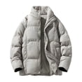 thumbnail image 2 of Xdegoge Quilted Jacket for Men Full Zip Stand Collar Padded Jackets Plus Size Casual Loose Warm Coat Fall Winter Windproof Cold Protection Outerwear with Pockets, 2 of 9