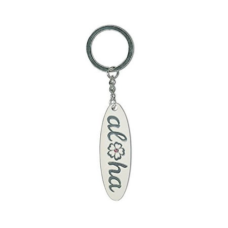 Pewter Tag - Hawaiian Key Chain Pewter Aloha Bloom