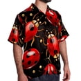 thumbnail image 2 of Seven Starred Ladybird Men's Short Sleeve Poplin Shirt, Casual Printed Button Down Top for Summer Beach, Spread Collar Unisex Beach Shirt, 2 of 6