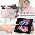 thumbnail image 5 of Allytech Case for Samsung Galaxy Z Fold 3 2021, Galaxy Z Fold 3 5G Cover 2021, Premium PU Leather + PC Frame Shockproof Anti-Drop Fold Kickstand Wallet Card Holder Case with Pen Holder, Rosegold, 5 of 9