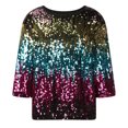thumbnail image 5 of Penkiiy T-shirt Décontracté à Col Rond Pailleté pour Femmes, Manches 3/4, m Multicolore, 5 of 5