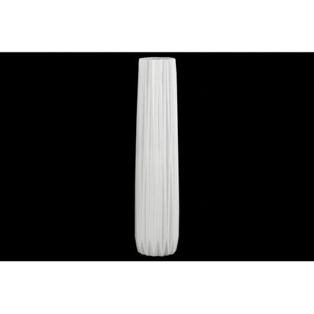 Large Round Vases Urban Trends Collection UTC21436: Ceramic Elongated Round Vase with Round Lip and Ribbed Design Body MD Matte Finish Black ()
