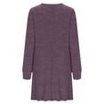 thumbnail image 6 of FRSASU Women's Puff Long Sleeve Buttons Side Dress Crewneck Loose Fit Casual Tunic Mini Dresses with Pockets Purple, 6 of 7