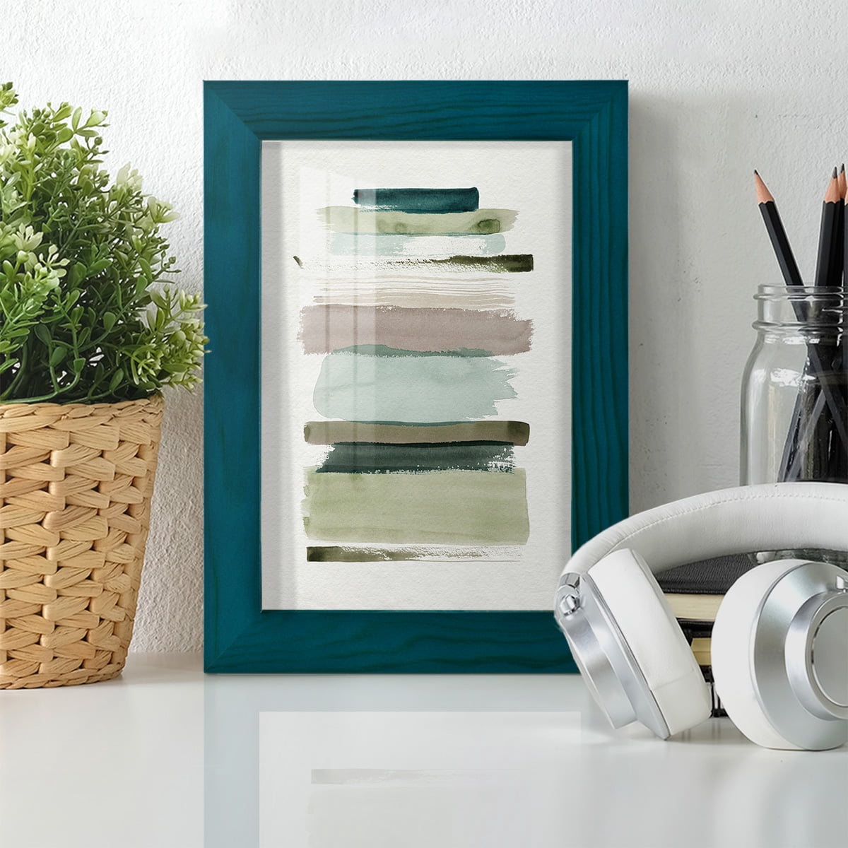 Grass Stains I - Framed Print w/glass - Ocean Blue