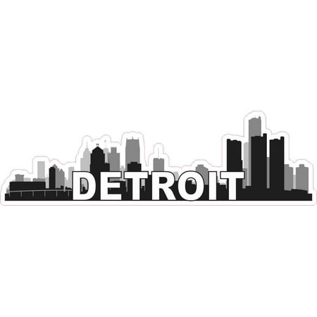 10in x 3in Detroit Skyline Sticker Vinyl Car Window Travel Bumper Stickers