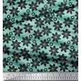 thumbnail image 2 of Soimoi Blue Cotton Duck Fabric Black Sketch Floral Print Fabric by the Yard 42 Inch Wide, 2 of 3