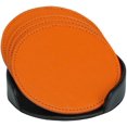 thumbnail image 4 of Faux Cuir 4 Pcs Orange avec Support Noir, 4 of 5