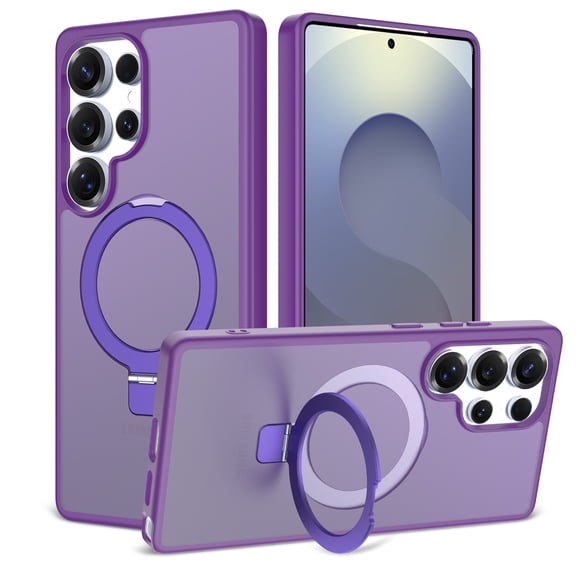 Allytechgroup for Samsung Galaxy S26 Ultra Case, [Compatible with Magsafe] Matte Back Cover with Ring Holder Kickstand Shock-Absorbent Bumper Phone Case for Samsung Galaxy S26 Ultra,Darkpurple