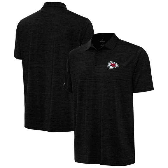 Men's Antigua Heather Black Kansas City Chiefs Layout Polo