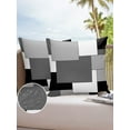 thumbnail image 6 of Pack of 2 Outdoor Pillow Covers, Abstract Art White Black Gray Splice Waterproof Square Throw Pillowcase Cushion Decorative Pillow Covers for Couch Patio Tent, 24x24 in, 6 of 6