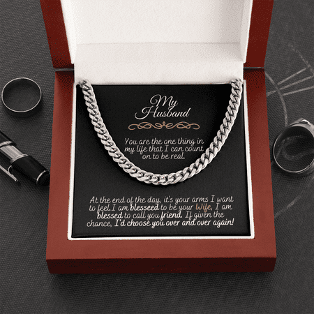 My Husband Cuban Link Chain Wife Father's Day Necklace Gift For Him, Birthday Gift, Aniversary Gift