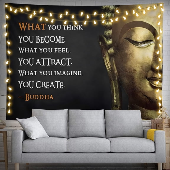 Oneluffy Buddha Tapestry Wall Hanging Zen Art with Large Buddha Statue Spiritual Buddhist Meditation Wall Decor for Bedroom Office Yoga Spa