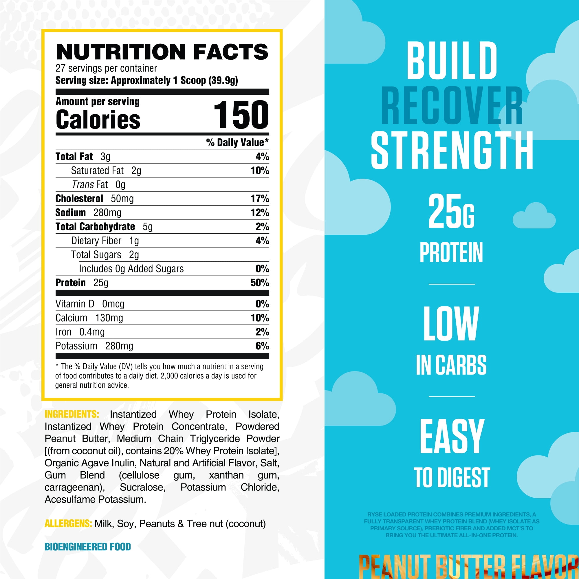 RYSE Loaded Protein Powder - Skippy Peanut Butter - 54 Servings