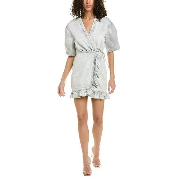 IRO womens Denim Wrap Dress, 38, Grey