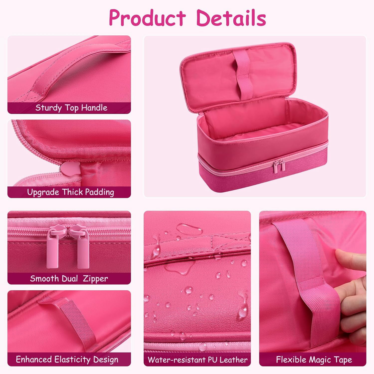 Travel Carrying Case for Hair Dryer for Shark Flexstyle Double-Layer Hair Accessories Tools Storage Bag for Revlon Hairdryer Styler Organizer (PINK)