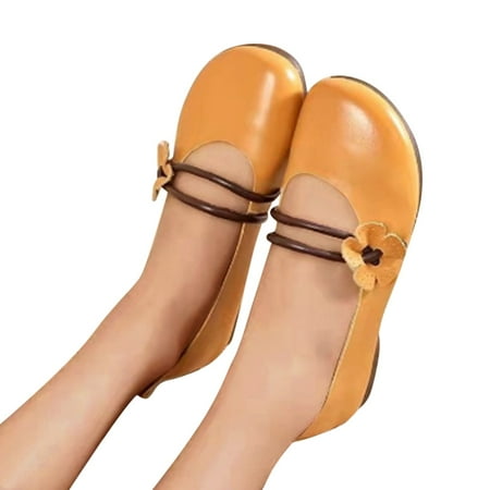 

TOWED22 Women s Flats Women s Flats Shoes Women Comfortable Dress Shoes Pointed Toe Flats Ballet Flats mesh Knit Flat Dressy Slip on Business Casual Shoes Yellow