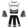 thumbnail image 2 of JCCXIN Toddler Girls Outfits Cheerleading Uniform With Handflowers Set Summer Tank Top And Pleated Skirt Letter Graphic Crew Neck Sports Meet Cute Cheer Team Clothes,Black,8-9 Years, 2 of 7