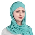 thumbnail image 2 of Wovix Solid Color Design Stretch Head Scarf Instant Hijab for Women Muslim Jersey Turban Ready to Wear Scarf Soft Lightweight For Daily, 2 of 4
