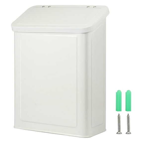 PAMISO Large Metal Lint Holder Bin with Lid for Laundry Room, Magnetic Laundry Storage, Washer or Wall Mount Trash Bin Hanging on Dryer (White)