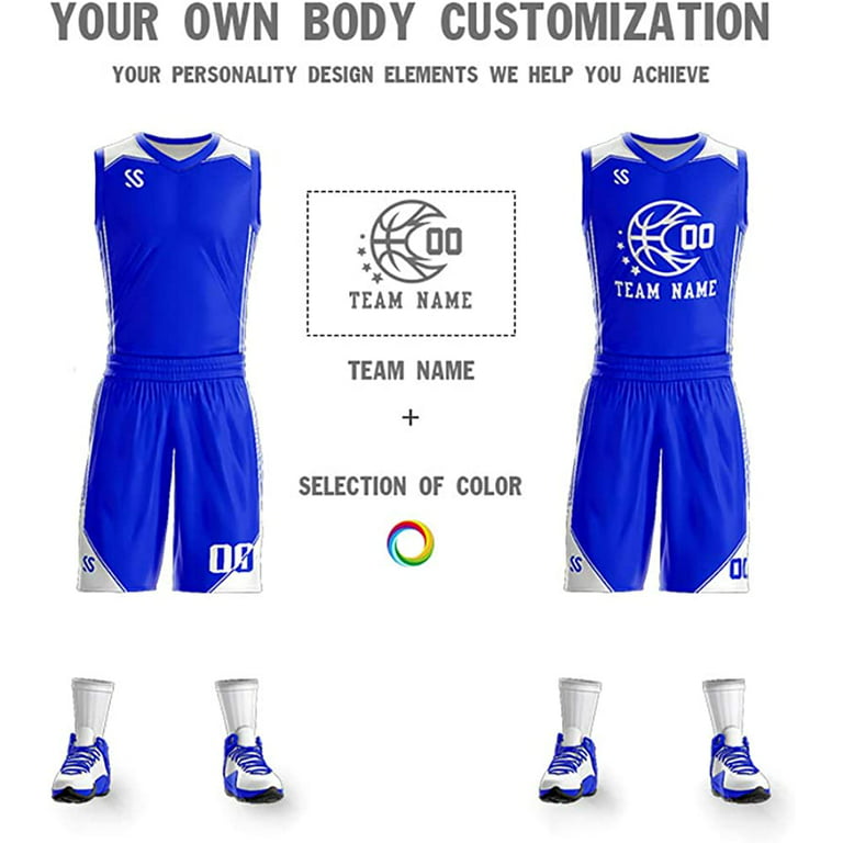  Custom Basketball Uniform Sets with Logo Name Number Team  Custom Basketball Jersey Personalized for Men Women Girl Boy (Blue) :  Clothing, Shoes & Jewelry