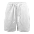 thumbnail image 4 of WERYOUNG Mens Corduroy Shorts Summer Comfort Versatile Solid Color Stretch Elastic Waist Drawstring Shorts With Pockets Male Versatile Basketball Golf Gym Shorts,White,L, 4 of 4