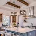thumbnail image 4 of LNC 4-Light Distressed Black and Wood Drum Cage LED Farmhouse Chandelier, 4 of 14