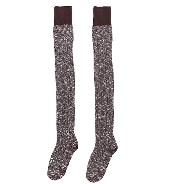 S Golden Medias altas hasta el muslo extralargas de invierno para mujer, calcetines de punto por encima de la rodilla con retazos de colores en contraste, calentadores de piernas