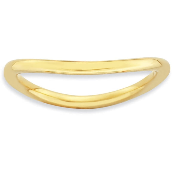 Sterling Silver Polished Gold-Plate Wave Ring