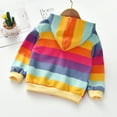 thumbnail image 4 of URMAGIC Toddler Kid Girl Rainbow Striped Hooded Jacket Coat Zip Hoodie Outerwear Outfit 2-6T, 4 of 9