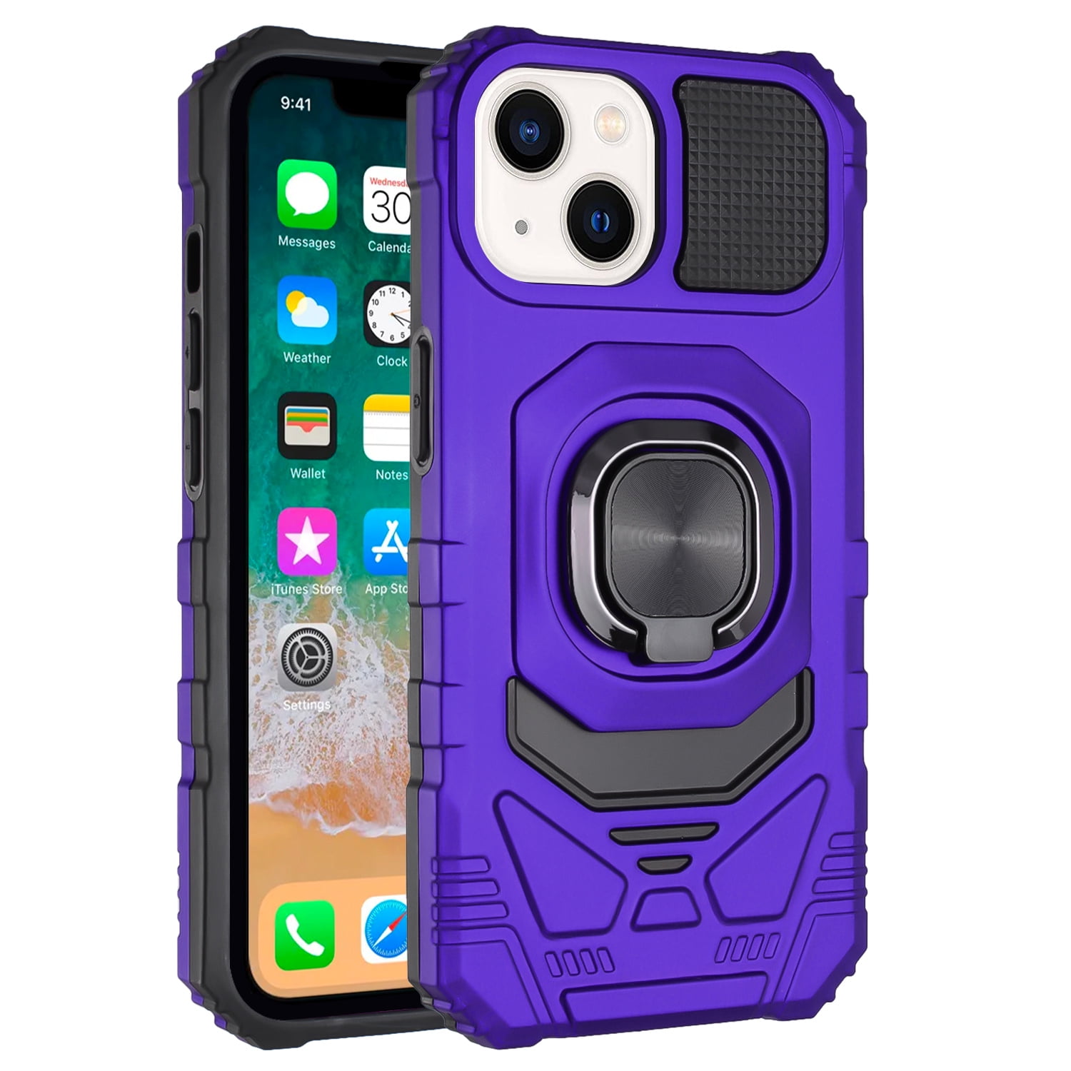 For TCL 50 XE 5G Hybrid Dual Layer with Rotate Magnetic Ring Stand Holder Kickstand, Rugged Shockproof Cover ,Xpm Phone Case [ Purple ]