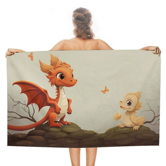 Cute Dragon Baby Beach Towel – with A Unique Design, Extra Large,XL (32”x 63”) for Kids & Adults