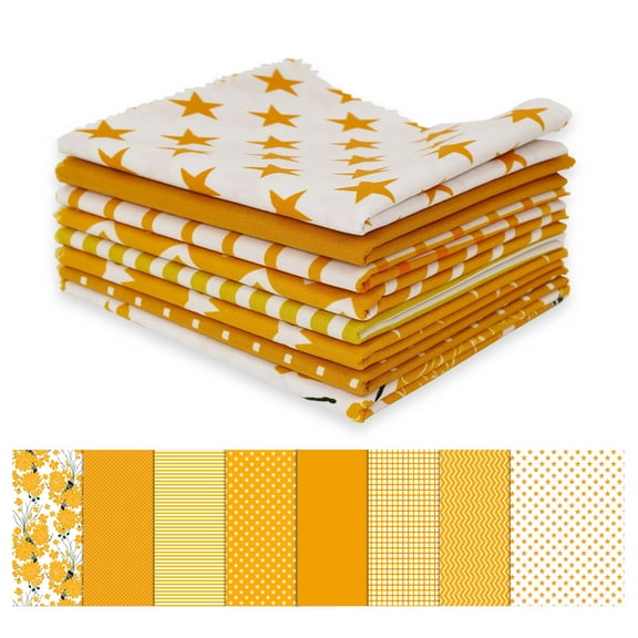 Soimoi 8 Pc Fat Quarter Bundle,Basic Geometry Floral Theme Print 18"x 22"DIY Patchwork-100% CottonPre-Cut Quilting Fabric Orange